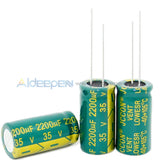 6.3V-450V High Frequency Low Impedance Aluminum Electrolytic Capacitor 35V 2200Uf 10Pcs