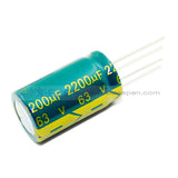 6.3V-450V High Frequency Low Impedance Aluminum Electrolytic Capacitor 63V 2200Uf 10Pcs