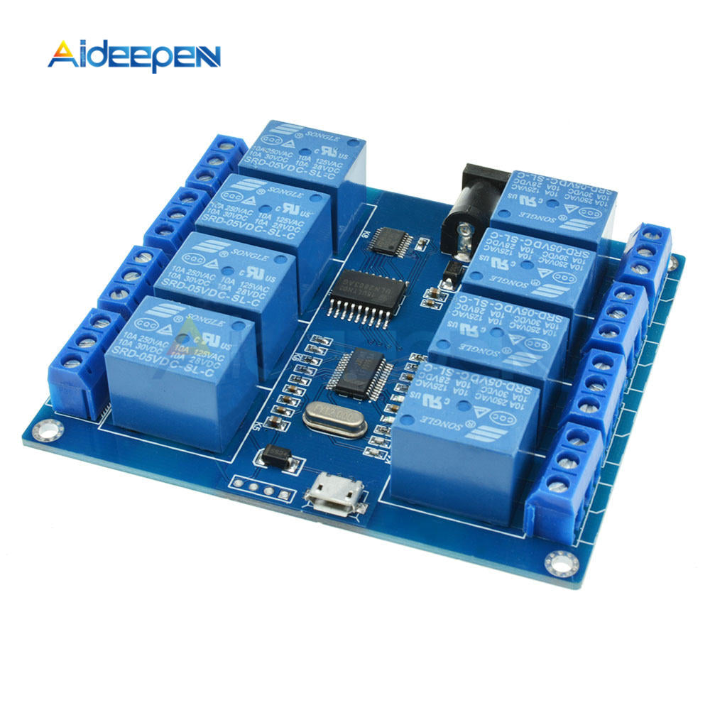 8 Channel 8 CH Relay Module Micro USB Board With Indicator PC Upper Co ...