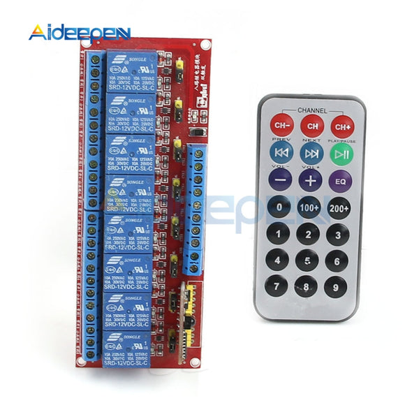 8 Channel DC 12V Multi function Infrared Remote Control Relay Module With Dual Trigger Two way Driver IC Module Bidirectional