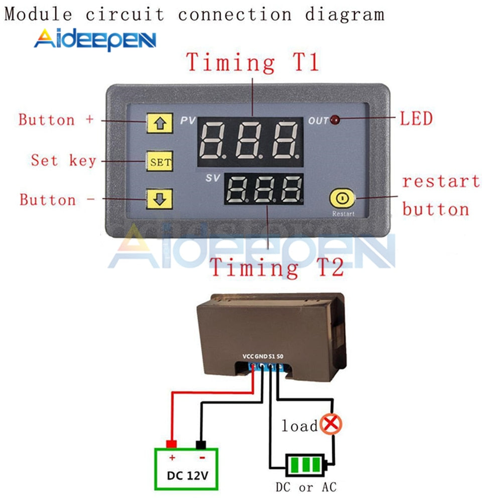 AC 110V 220V Cycle Timer Delay Relay Temperature Controller Digital Th ...