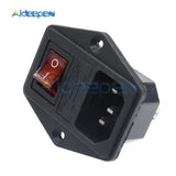 AC 250V 10A Black Red 3 Pin Terminal Power Socket switch with Fuse Holder