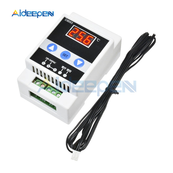 AC90 250V Guide Rail Temperature Controller Tester LED Digital Thermostat Thermoregulator Cool Heat Temperature Sensor 110V 220V on AliExpress
