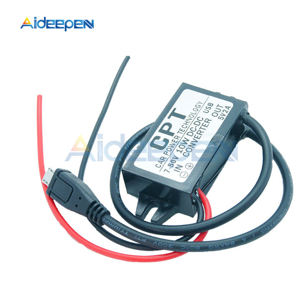 Car Power Technology Charger DC DC Converter 7 50V To 5V 2A 10W Step Down Buck Waterproof Power Supply Module Single Micro USB