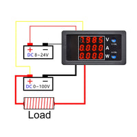 DC 0 100V 10A 1000W LCD Digital Voltmeter Ammeter Wattmeter Voltage Current Power Meter Volt Detector Tester Monitor 8V 12V 24V