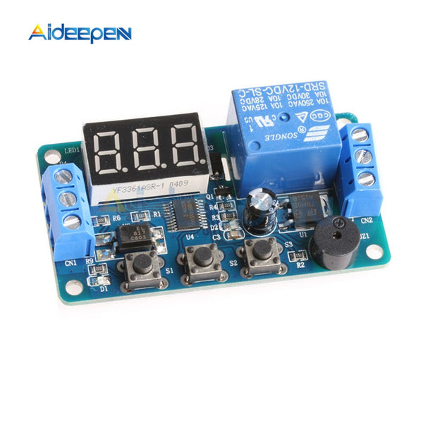 DC 12V Digital LED Display Time Delay Relay Module Board Control Timer Switch Trigger Cycle Module with Car Buzzer PLC Automatio