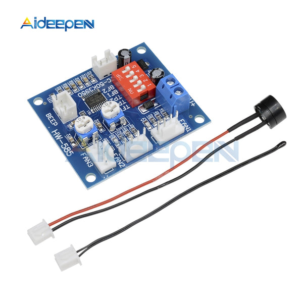 DC 12V NTC 3950 Thermistor PWM Temperature Probe Speed Controller Board Control Module Buzzer 5A CPU Fan High Temp Alarm