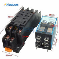 DC 12V Power Relay LY2NJ Socket Base 220V AC Coil Miniature Relay DPDT 8 Pins 10A 240VAC LY2 HH62P LY2 JQX 13F with PTF08A