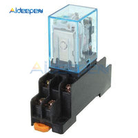 DC 12V Power Relay LY2NJ Socket Base 220V AC Coil Miniature Relay DPDT 8 Pins 10A 240VAC LY2 HH62P LY2 JQX 13F with PTF08A