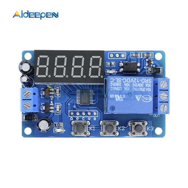 DC 12V Time Delay Relay Module 4 Digit LED Digital Timer Control Switch PLC Timing Anti Reverse Voltage Regulator