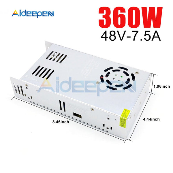 DC 48V 7.5A 360W Switching Power Adapter 48V 7.5A 360 Watts Voltage Converter Regulated Switch Power Supply for LED