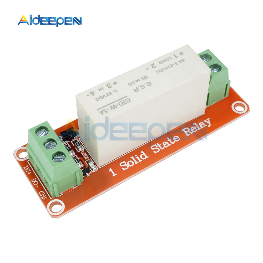 DC 5V 1 Channel SSR Solid State Relay Module High low Level Trigger 5A ...