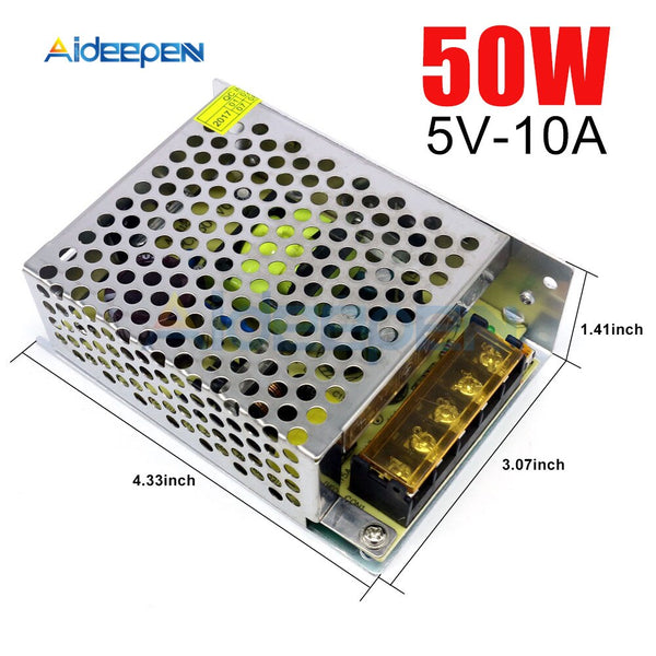 DC 5V 10A 50W Switching Power Adapter 5V 10A 50 Watts Voltage Converter Regulated Switch Power Supply for LED