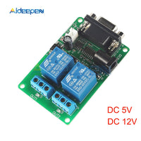 DC 5V 12V 2 Channel RS232 Serial Port Control Relay Switch Board SCM Interface PC Relays DB9 Module