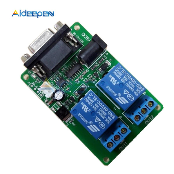 Serial Port Relay Module DC 5V 12V 2 Channel RS232 Serial Port Control Relay Switch Board SCM I ...
