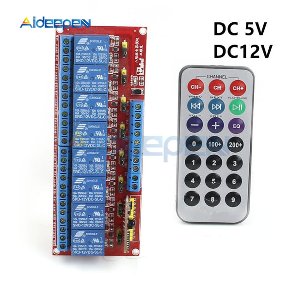 DC 5V 12V 8 Channel Relay Module Infrared IR Remote Switch 8 CH Driving Board Remote Controller MOS Switch Receiver Board