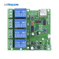 DC 5V 32V 4 Channel Wifi Relay Module Phone APP Wireless Remote Control Switch Self Lock Interlock For Smart Home DC 12V 24V