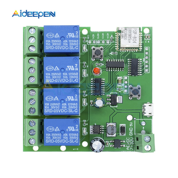 DC 5V 32V 4 Channel Wifi Relay Module Phone APP Wireless Remote Control Switch Self Lock Interlock For Smart Home DC 12V 24V
