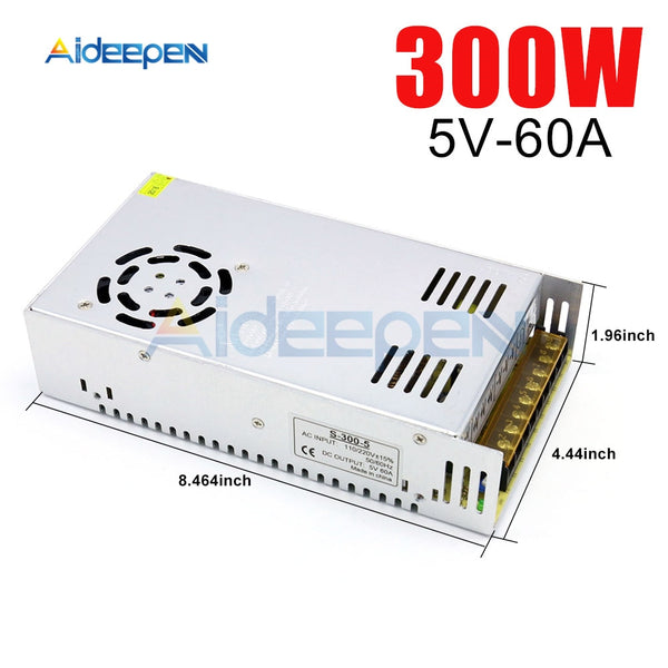 DC 5V 60A 300W Switching Power Adapter 5V 60A 300 Watts Voltage Converter Regulated Switch Power Supply for LED
