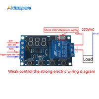 DC 6 30V Support Micro USB 5V LED Display Automation Cycle Delay Timer Control Off Switch Delay Time Relay 6V 9V 12V 24V
