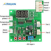 DC 8 60V 2 Way Cooling PWM LED Digital Fan Temperature Controller Temperature Speed Governor Thermostat Regulator 12V 24V 48V