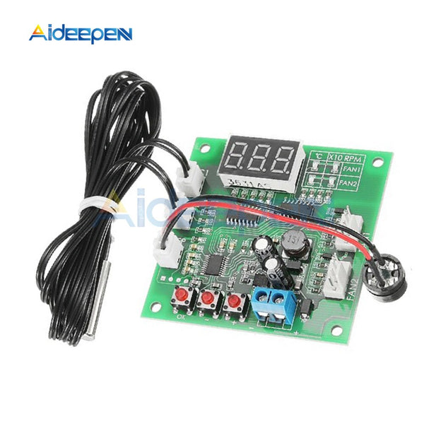 DC 8 60V 2 Way Cooling PWM LED Digital Fan Temperature Controller Temperature Speed Governor Thermostat Regulator 12V 24V 48V