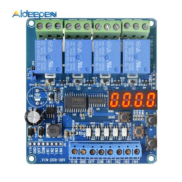 DC 8V 36V 4 Channel Multi function Relay Module Optocoupler Wide Voltage Supply Module Red LED Display 12V 24V