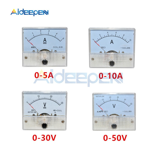 DC Analog Panel Voltmeter Ammeter Amp Volt Meter Gauge 85C1 30V 50V 5A –  Aideepen