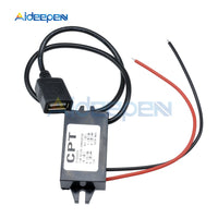 DC DC 12V to 5V Step Down Power Supply Module DC DC Buck Converter USB Female Port Converter Potting Waterproof Power Module