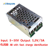DC DC 9V 12V 24V 36V To 5V Step Down Board 5A 4 USB Output Buck Converter Power Supply Module with Aluminum Shell For Phones