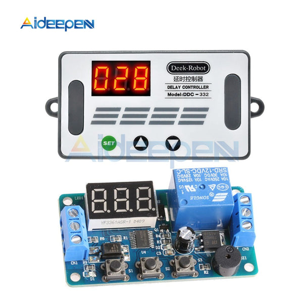 DDC 332 DC 12V Timer Delay Relay LED Digital Relays Trigger Cycle Timer Delay Switch Timing Control Module Board with Car Buzzer