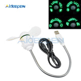 DIY USB LED Light Flash Self Program Fan Edit & Display Green Letters Symbol Number Greetings Slogan Fan for Laptop PC Notebook