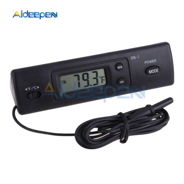 DS 1 Car Digital Thermometer Clock Automotive Time Clock Temperature Gauge Meter Tester Detector Indoor Outdoor