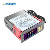 DST1020 Dual Display Digital Thermostat Temperature Controller AC 110 220V DS18B20 Sensor Waterproof Heating Cooling