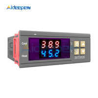 DST1020 Dual Display Digital Thermostat Temperature Controller AC 110 220V DS18B20 Sensor Waterproof Heating Cooling