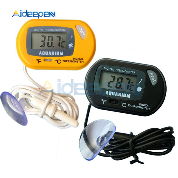 Digital LCD Screen Sensor Aquarium Thermometer Wired Aquarium Fish Tank Temp Meter Electronic Temperature Measurement Black