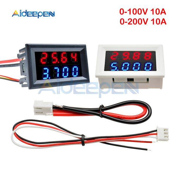 Digital Voltmeter Ammeter DC 100V 200V 10A Panel Car Amp Volt Motorcycle Voltage Indicator Current Meter Tester Dual LED Display