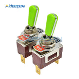 E TEN(C)1021 Toggle Switch Red 2 Pin ON OFF Switch Silver Contactor 50000 Times Lifespan 250V 16A 29*14.6MM Green Handle