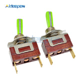 E TEN(C)1021 Toggle Switch Red 2 Pin ON OFF Switch Silver Contactor 50000 Times Lifespan 250V 16A 29*14.6MM Green Handle