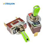 E TEN(C)1021 Toggle Switch Red 2 Pin ON OFF Switch Silver Contactor 50000 Times Lifespan 250V 16A 29*14.6MM Green Handle