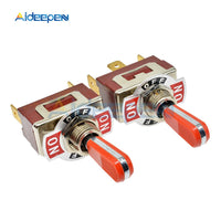 E TEN(C)1122 Toggle Switch Red 3 Pin ON OFF ON Switch Silver Contactor 50000 Times Lifespan 250V 16A 29*14.6MM Red Handle