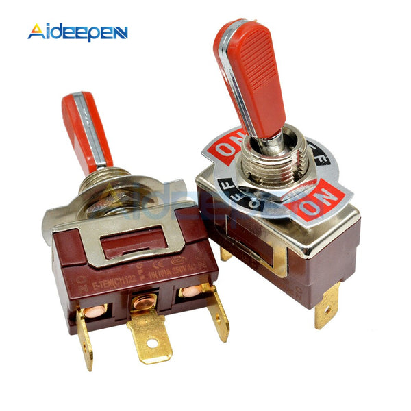 E TEN(C)1122 Toggle Switch Red 3 Pin ON OFF ON Switch Silver Contactor 50000 Times Lifespan 250V 16A 29*14.6MM Red Handle