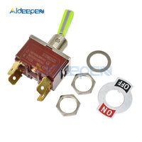 E TEN(C)1221 Toggle Switch Red 4 Pin ON OFF Switch Silver Contactor 50000 Times Lifespan 250V 16A Green Handle with 12mm Cap