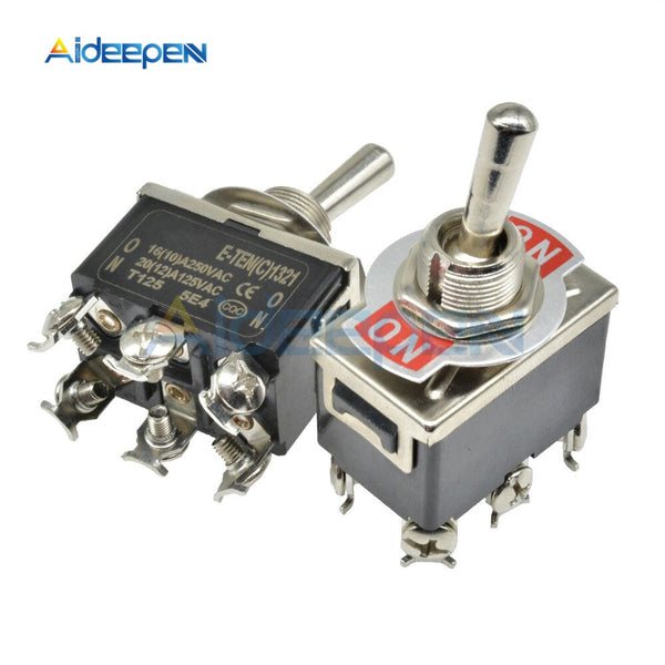 E TEN(C)1321 MIni Auto Toggle Switch Black 6 Pin ON ON Switch Copper Contactor ON OFF 10000 Times Lifespan 250V 16A 31.5*19.5MM