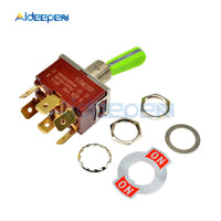 E TEN(C)1321 Toggle Switch Red 6 Pin ON ON Switch ON OFF Silver Contactor 50000 Times Lifespan 250V 16A 31.5*19.5MM Green Handle