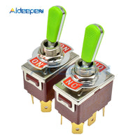 E TEN(C)1321 Toggle Switch Red 6 Pin ON ON Switch ON OFF Silver Contactor 50000 Times Lifespan 250V 16A 31.5*19.5MM Green Handle