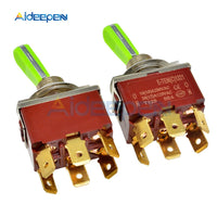 E TEN(C)1321 Toggle Switch Red 6 Pin ON ON Switch ON OFF Silver Contactor 50000 Times Lifespan 250V 16A 31.5*19.5MM Green Handle