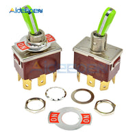 E TEN(C)1321 Toggle Switch Red 6 Pin ON ON Switch ON OFF Silver Contactor 50000 Times Lifespan 250V 16A 31.5*19.5MM Green Handle