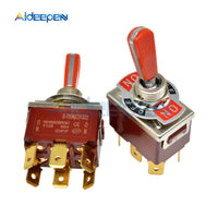 E TEN(C)1322 Toggle Switch Red 6 Pin ON OFF ON Switch Silver Contactor 50000 Times Lifespan 250V 16A Red Handle with 12mm Cap