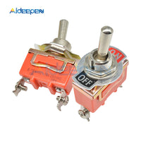 E TEN1021 2 Pin 2 Terminal ON OFF 250V 15A AC Mini Auto Toggle Switch 2 Position Copper Contact Switches Orange
